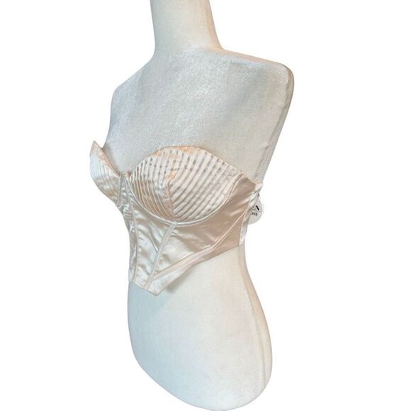 NWT Hello Molly Cream Ivory Satin Corset Crop Top Bustier - Picture 5 of 7